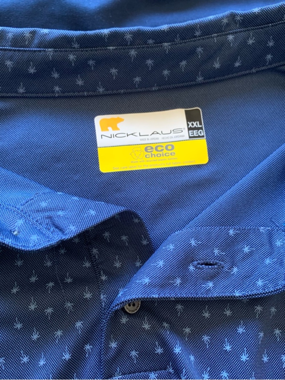 Men’s Blue Palm-Print Polo Shirt